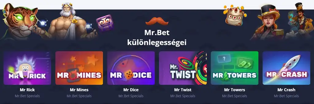 Mr Bet online casino játékok, Mr. Bet különlegességei