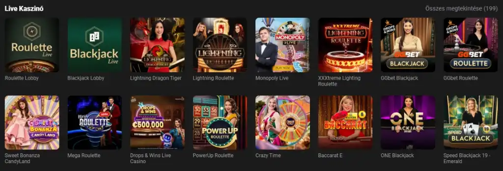 GGBET Casino, online élő kaszinó játékok, blackjack, roulette