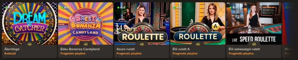 Sol Casino kaszinó játékok, élő kaszinó játékok