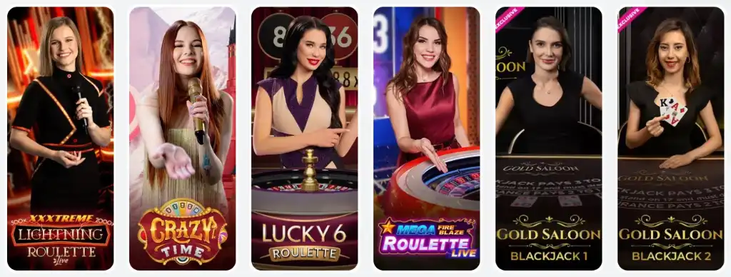 OhMySpins casino, élő játékkínálat, blackjack, roulette