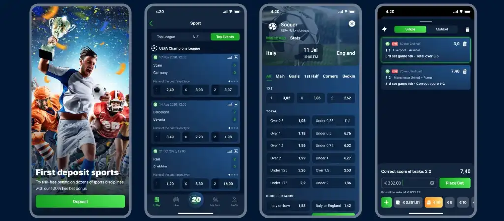 20Bet Casino, online kaszinó, sportfogadás, mobil platform app