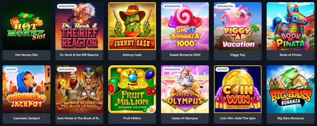 Winsane casino, játékfelhozatal, slots