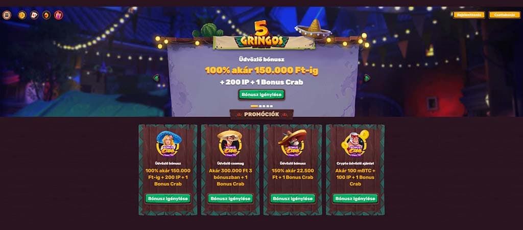 Online Casino, 5Gringos Casino, promociók