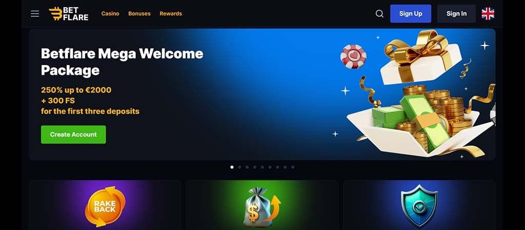 Betflare Casino, welcome package, üdvözlő csomag