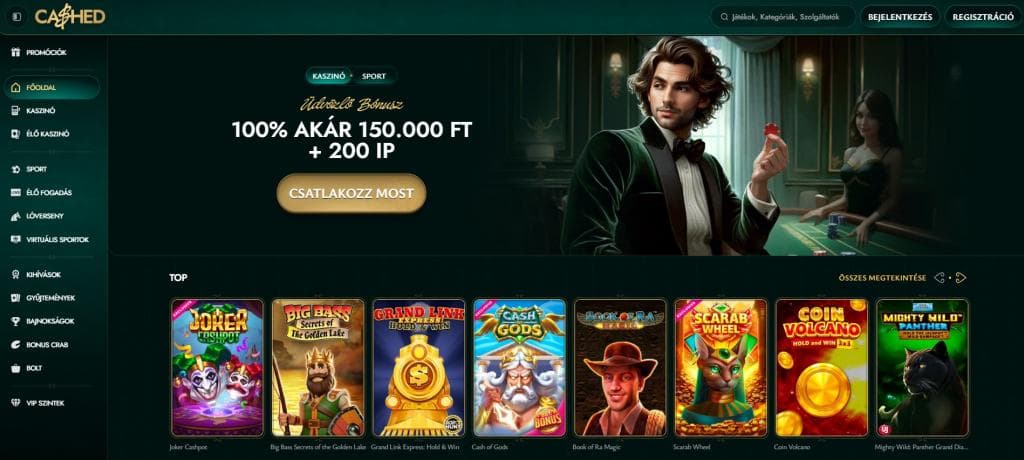 Cashed Casino, online casino, Cashed Casino főoldal