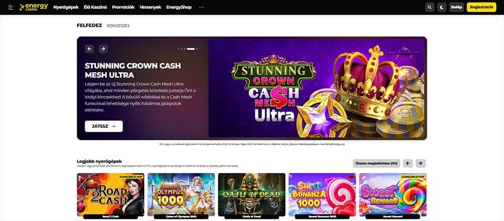 Energy Casino, legjobb nyerőgépek, online casino