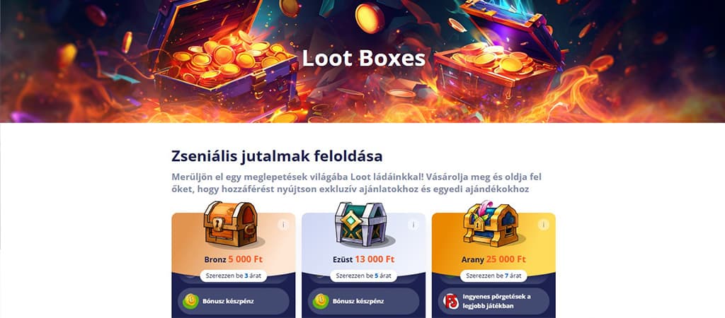 vulkan vegas casino, loot boxes, nyeremények, bónusz ládák