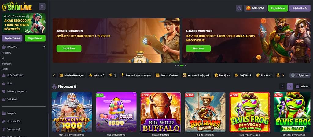 spinline casino, online kaszinó, főoldal